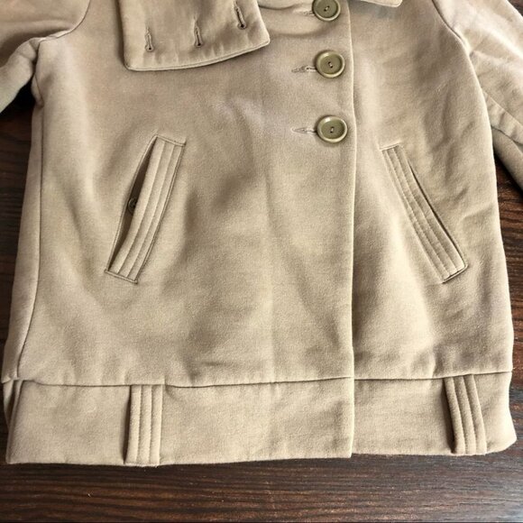 Aritzia Community Moto Jacket Funnel Neck Pea Coat Organic Cotton Size Medium - Picture 4 of 7